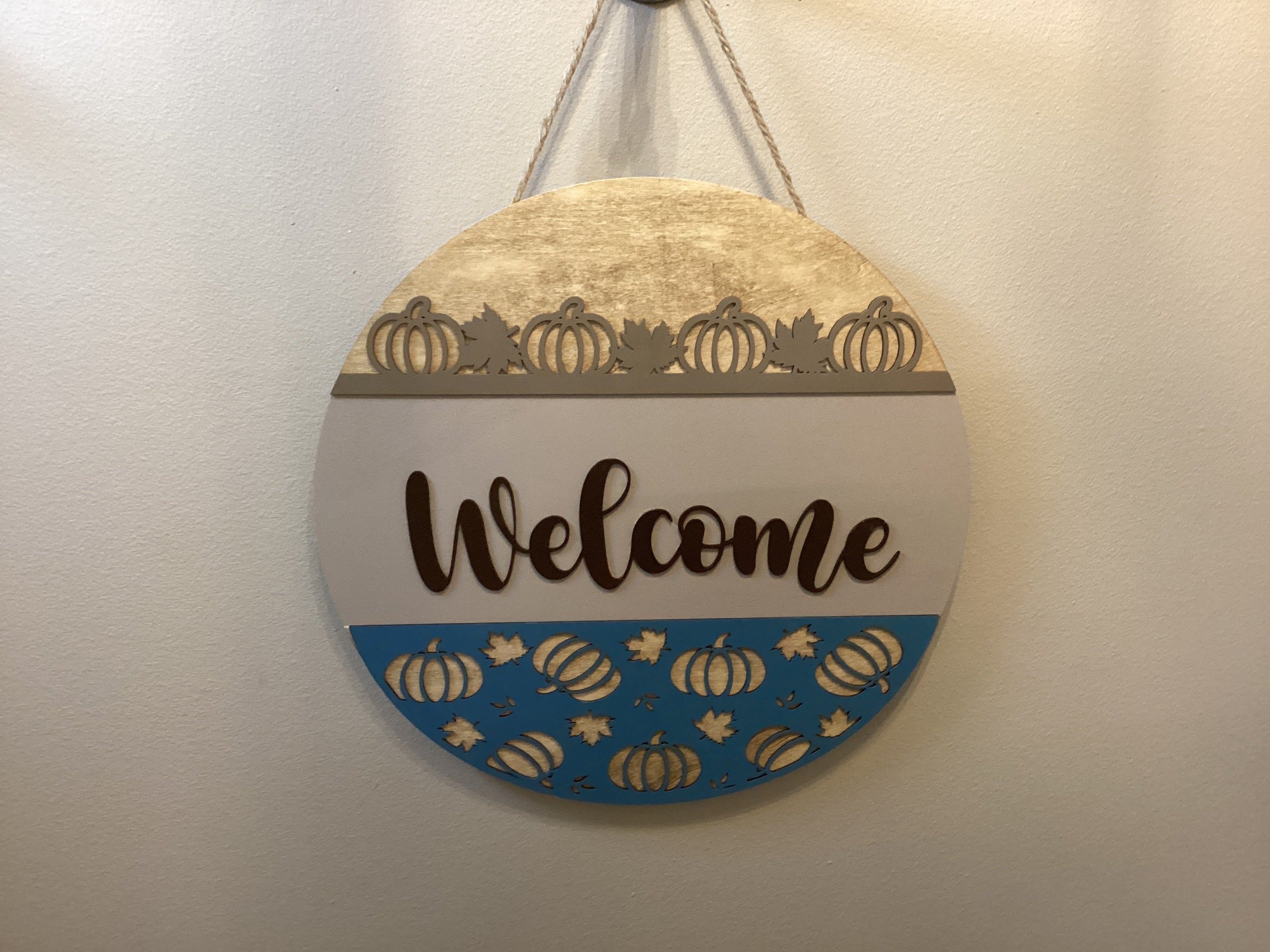 Fall Welcomes Sign Blue